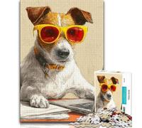 Jack Russell Terrier Jigsaw Puzzles for Adults 1000 Pieces,Help The Brain Exercise Addictive Toys to Cultivate Patience Great Gift (38x26cm)
