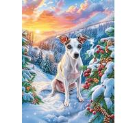 Jack Russell Terrier Puppy in Snowy Forest 300 Pieces Classic Jigsaw Puzzle Puzzle for Adults Concentration Training Wall Art Mental Exercise Cardboard 300 PCS