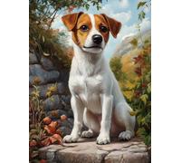 Jack Russell Terrier Stamped Cross Stitch Kits for Beginners Adults - Preprinted 11CT Easy Pattern Needlepoint Kits, Arts and Crafts for Home Decor (11.8x15.7inch) A283