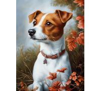 Jack Russell Terrier Stamped Cross Stitch Kits for Beginners Adults - Preprinted 11CT Easy Pattern Needlepoint Kits, Arts and Crafts for Home Decor (11.8x15.7inch) A1023