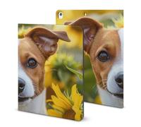 Jack Russell Terrier Sunflower Stylish Tablet Case Compatible with IPAD 2020 （10.2in） TPU Anti-Scratch Covers with Pen Slot