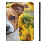 Jack Russell Terrier Sunflower Stylish Tablet Case Compatible with IPAD Air4/Air5 （10.9in） TPU Anti-Scratch Covers with Pen Slot