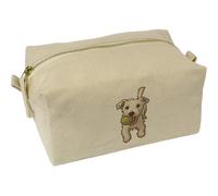 'Jack Russell with Tennis Ball' Canvas Wash Bag/Makeup Case (CS00044538)