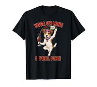 Jack Russell Yoga or Wine I Feel Fine - DIGOR Funny Value Graphic T-Shirt, Men, Black, L