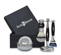 Jack Shaver Mens Shaving Set- Personal 5Pc Shaving Kit for Men - 5 Edge Shaving Razor - Synthetic Badger Shaving Brush - Shaving Soap and Bowl - Shaving Stand - Best Gift for Men