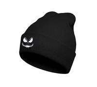 Jack Skellington Beanie Black Skull hat Bad Bunny Merch for Women Christmas halloweenn Cute Jack Skellington or Men Women-2 Warm Quackity Gift 2(Skull Crossbones Black Hat) 1, Black, XXL