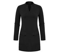 Jack Smith Tennis Long Sleeve Dress for Women Golf Exercise Workout Athletic Sports Dresses with 2 Pockets Black
