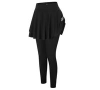 Jack Smith Women's Tennis Leggings with Pockets Sporty Ruffle Pleated Golf Skapri with Skirt, black, L