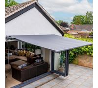 Jack Stonehouse 2.5 X 2M Manual Awning For Window, Doors, Patio, Garden - Retractable Sun Shade Canopy Shelter With Crank Handle & Fixings - Grey