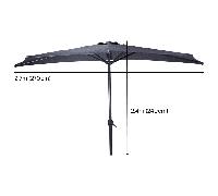 JACK STONEHOUSE 2.7m Halfround Parasol Sunshade 160gsm UV Resistant Po