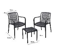 Jack Stonehouse 3-Piece Modern Garden Patio Set with 2x Chairs & 1