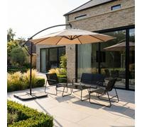 Jack Stonehouse 3M Banana Cantilever Hanging Parasol For Garden Patio - Beige