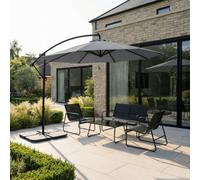 Jack Stonehouse 3M Banana Cantilever Hanging Parasol For Garden Patio - Grey