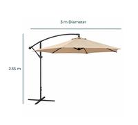Jack Stonehouse 3m Banana Cantilever Parasol | Outdoor Round Hanging G