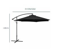 Jack Stonehouse 3m Banana Cantilever Parasol | Outdoor Round Hanging G