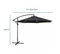Jack Stonehouse 3m Banana Cantilever Parasol with Solar LED Lights | O