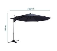 Jack Stonehouse 3m Roma Garden Parasol 180g Polyester Patio Umbrella S