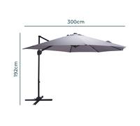 Jack Stonehouse 3m Roma Garden Parasol 180g Polyester Patio Umbrella S