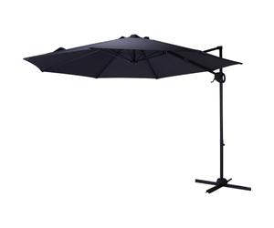 Jack Stonehouse 3m Roma Garden Parasol with Hand Crank | Light Grey Outdoor 180g Polyester Patio Decking Terrace Umbrella Shade with UPF 30+ (Dark Grey)
