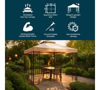 JACK STONEHOUSE 3m x 3m Outdoor Steel & Polyester Gazebo - 2 Tier