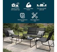 Jack Stonehouse 4 Piece Garden Patio Furniture Set Modern Mesh Fabric