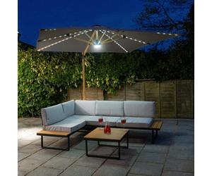 Jack Stonehouse Athena Roma Square Parasol Wooden Umbrella With Led Lights Grey