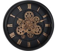 Jack Stonehouse Black And Gold Gears Wall Clock 40.5Cm Modern Silent Ticking Decorative Steampunk Living Room Bedroom Office Kitchen Home Décor