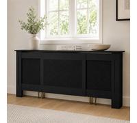 Airwave Radiator Cover Diamond Cut Style Matt Black MDF Wood Radiator Heating Covers Cabinet Shelf Heating Covers for Living Room Hallway Office and Bedroom. (Adjustable)