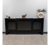 Jack Stonehouse Black Horizontal Slat Mdf Radiator Cover - Adjustable - 140-204Cm (W) X 81.5Cm (H) X 19Cm (D)
