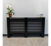Jack Stonehouse Black Horizontal Slat Mdf Radiator Cover - Large - 152Cm (W) X 81.5Cm (H) X 19Cm (D)