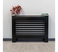 Jack Stonehouse Black Horizontal Slat Mdf Radiator Cover - Medium - 112Cm (W) X 81.5Cm (H) X 19Cm (D)