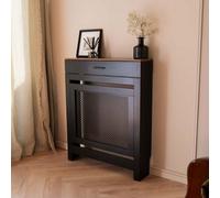Jack Stonehouse Black Radiator Cover With Contrast Wooden Shelf And Storage Draw - Small