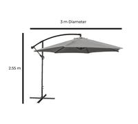 Jack Stonehouse Cyrus 3m Banana Cantilever Parasol Garden UV Protectio