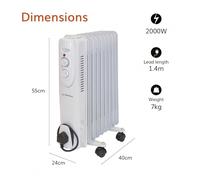 Jack Stonehouse Electric 9 Fin Oil Filled Radiator Heater 2000W White