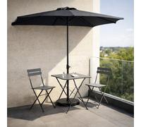 Jack Stonehouse Jsh 2.7M Halfround Parasol Sunshade In Dark Grey 160Gsm Uv Resistant Polyester Balcony Umbrella With Air Vent & Crank Half