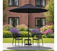 Jack Stonehouse Jsh 2.7M Straight Tilting Garden Parasol - Black Outdoor Round Patio Sunshade With Uv 30+ Protection & Crank Handle Umbrella