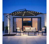 Jack Stonehouse Jsh 3M Hanging Banana Cantilever Parasol With Led Lights - Black