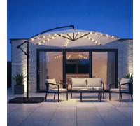 Jack Stonehouse Jsh 3M Hanging Banana Cantilever Parasol With Led Lights - Grey