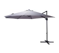 Jack Stonehouse Jsh 3M Roma Garden Parasol Light Grey Outdoor 180G Polyester Patio Decking Terrace Umbrella Shade With Hand Crank
