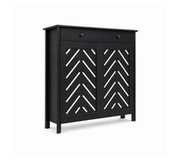 Jack Stonehouse Jsh Chevron Slat 112Cm Black Gloss Wooden Radiator Cover With Drawer Sturdy Stylish Modern Mdf - Medium