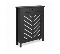 Jack Stonehouse Jsh Chevron Slat 78Cm Black Gloss Wooden Radiator Cover With Drawer Sturdy Stylish Modern Mdf - Small