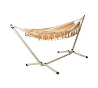 Jack Stonehouse Jsh Freestanding Frame Hammock Caramel & Cream Portable Steel Beige Boho Garden Relaxation Crib