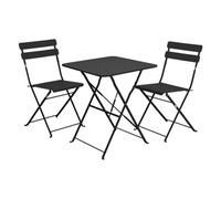Jack Stonehouse Jsh Garden Bistro Black Dining Patio Set With 1 X Table & 2 X Chairs Folding Steel Rubber Feet