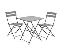 Jack Stonehouse Jsh Garden Bistro Light Grey Dining Patio Set With 1 X Table & 2 X Chairs Folding Steel Rubber Feet
