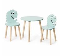 Jack Stonehouse Jsh Kids Table & 2 X Chairs Set Green Dinosaur Wooden Toddler Seats