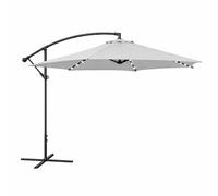 Jack Stonehouse JSH Large 3m Banana Cantilever Parasol with Solar LED Lights | Outdoor Round Hanging Garden Patio Day Sun Umbrella | UV Protection, Crank Handle & Tilt Sunshade (Grey)