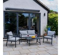 Jack Stonehouse Jsh Modern Grey Patio Set Two Seater Sofa & 2 Chairs & Table Rattan Rope And Steel Garden Sofa Set With Cushions