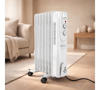Jack Stonehouse Jsh Oil Filled Radiator - 7 Fin Portable Electric Freestanding Heater 1500W For Home, Office, Any Room - White