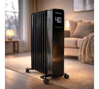 Jack Stonehouse Jsh Oil Filled Radiator 9 Fin Heater, Digital Led Display & Remote Control-Portable Electric Free Standing 2000W For Home, Office