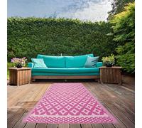 Jack Stonehouse JSH Outdoor Rugs for Patios | Waterproof Anti-slip Garden Mat Carpet | UV Resistant Garden Area Rugs for Camping, Deck, Beach, Picnic, Backyard (150 x 90cm) (Pink Diamond)